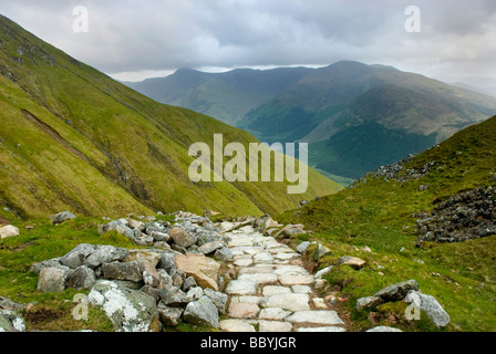 La partie inférieure de la piste de marche jusqu'à Ben Nevis le plus haut sommet Munro en Ecosse à 1344 mètres Banque D'Images