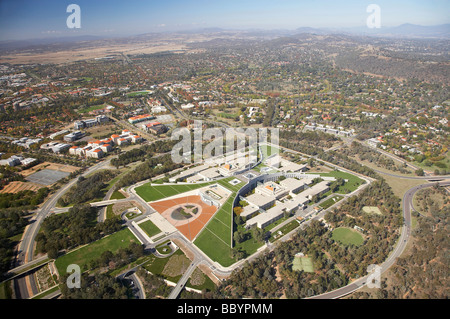 Le Parlement House Capital Hill Canberra ACT Australie aerial Banque D'Images
