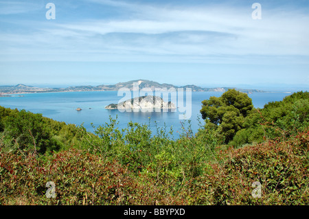 L 'île de la tortue" de Marathonisi dans le parc national de la mer de Laganas, Zante, Keri en Grèce. Banque D'Images