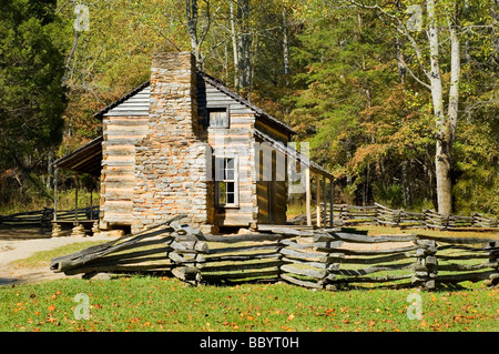 La cabine de John Oliver, la Cades Cove, parc national des Great Smoky Mountains, New York Banque D'Images