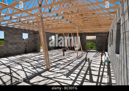 La construction de logements domestiques sur chantier - Indre-et-Loire, France. Banque D'Images