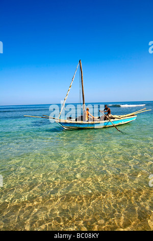 Haïti, Nord, Cap Haïtien. Le pêcheur local, Zed Layson, Cormier Plage. Banque D'Images