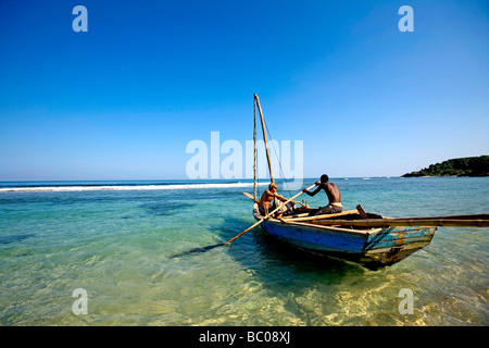 Haïti, Nord, Cap Haïtien. Le pêcheur local, Zed Layson, Cormier Plage. Banque D'Images