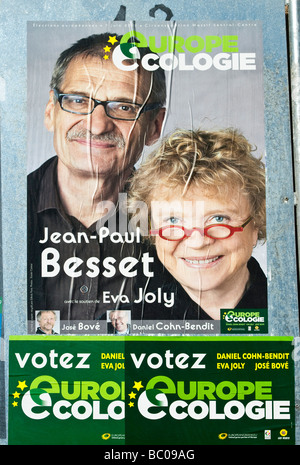 "Europe Ecologie" (écologie) de l'affiche du parti pour les élections du Parlement européen 2009 - Indre-et-Loire (centre), France. Banque D'Images