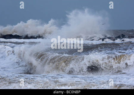 La marée haute mer Palling Norfolk Banque D'Images