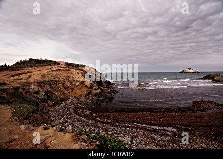 Plage de sable noir. Banque D'Images