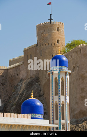 Vieux Muscat voir d'Al Khor et mosquée al Mirani Fort Banque D'Images