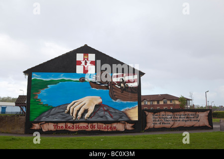 La main rouge d'Ulster dans le quartier ouest, Shankill Belfast, en Irlande du Nord, Royaume-Uni Banque D'Images