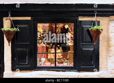 FOWEY, CORNWALL, Royaume-Uni - 07 JUIN 2009 : jolie fenêtre à volets dans le village Banque D'Images