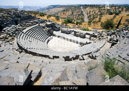 Théâtre de l'Ouest dans les ruines romaines d'Umm Qais en Jordanie Banque D'Images