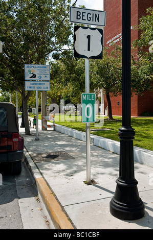 Le début de l'US Highway 1 à Key West en Floride Banque D'Images