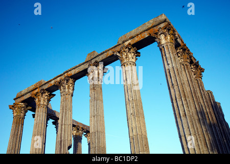 Ruines du temple romain, Evora, Portugal Banque D'Images