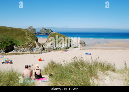 Baie de holywell près de Newquay, à Cornwall, uk Banque D'Images