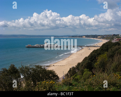 Vue de West Beach et la jetée de Bournemouth, Poole, Dorset, UK Bay Banque D'Images