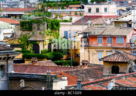 Vue sur les toits de Rome à partir de prises de vue panoramique de la Villa Borghese Banque D'Images