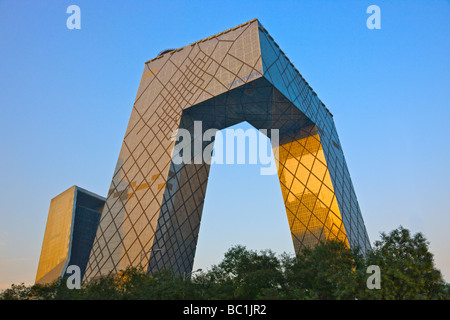 La tour CCTV conçu par Rem Koolhaas CBD Beijing Chine Banque D'Images