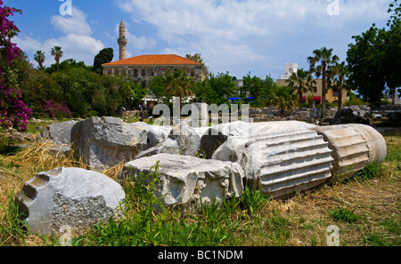 Ruines de l'Agora une ancienne ville grecque et romaine dans l'île grecque de Kos dans la chaîne du Dodécanèse Banque D'Images