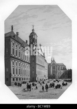 Hôtel de ville à Amsterdam, Pays-Bas, c1870. Artiste : W Steelink Banque D'Images