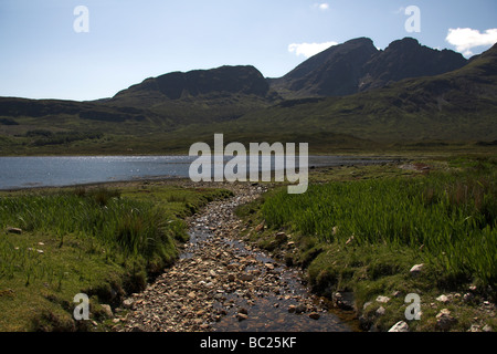 Les montagnes Selkirk Arms, Loch Slapin, Strathaird, presqu'île de Skye, Hébrides intérieures, côte ouest de l'Ecosse, Royaume-Uni Banque D'Images