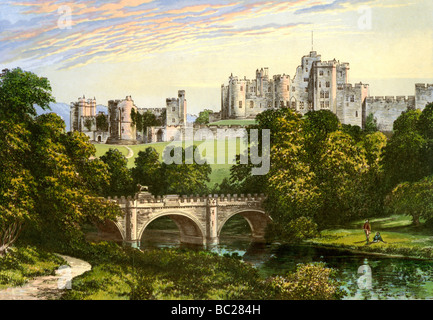 Château d'Alnwick, Northumberland, accueil du duc de Northumberland, c1880. Artiste : Inconnu Banque D'Images