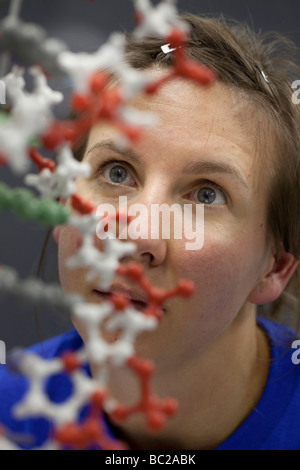 Assis derrière un élève modèle de l'ADN à l'Institut Max Planck à Berlin Banque D'Images