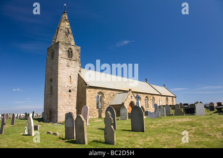 St Bartholomew's Church à Newbiggin-by-the-Sea dans le Northumberland. Stand des sépultures dans l'église de triage. Banque D'Images