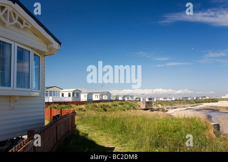 Une caravane à Newbiggin-by-the-Sea dans le Northumberland. Banque D'Images