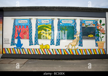 Mur de Berlin, East Side Gallery, Berlin, Allemagne Banque D'Images