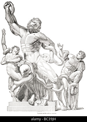 Sur les bobines de laocoon les serpents Banque D'Images