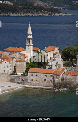 Vue sur la vieille ville de Budva Banque D'Images