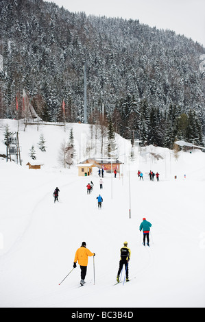 Ski de fond ski Seefeld au Tyrol Autriche Banque D'Images
