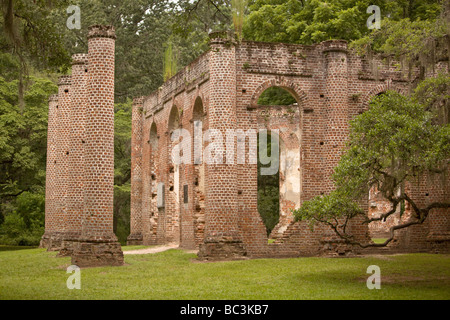 Sheldon Church Ruins en Caroline du Sud. Banque D'Images