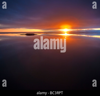 Coucher de soleil sur Hornafjordur, l'Est de l'Islande Banque D'Images