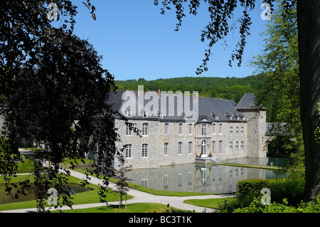 Le château au centre de l'Jardins d'Annevoie les jardins d'eau près de Namur et Dinant, dans la région Wallonne, Belgique. Banque D'Images