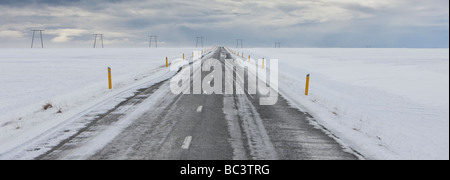 La route 1 ou l'autoroute périphérique, l'Est de l'Islande Banque D'Images