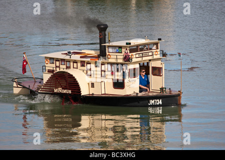 Bateau à vapeur miniature Minimus PS sur la vapeur de la rivière Darling près de Wentworth, en Australie. Banque D'Images