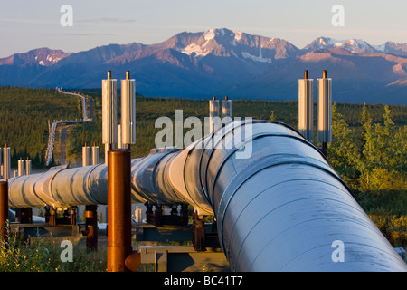 Alaska pipeline de pétrole qui traversent le centre de l'Alaska Range Banque D'Images