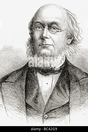 Horace Greeley, 1811 à 1872. Rédacteur américain, fondateur du Parti républicain libéral, réformateur et politicien. Banque D'Images