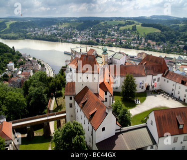 DE - Basse Bavière Veste Oberhaus : au-dessus du Danube et l'Inn à Passau Banque D'Images