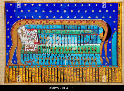 De nouvelles peintures égyptiennes du temps des pharaons sur papier papyrus Egypte Le Caire Banque D'Images
