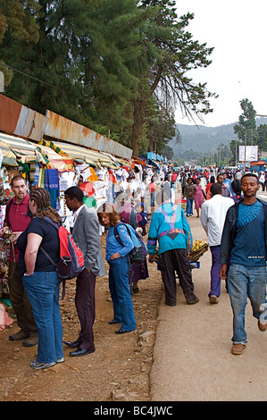 La place de marché d'Addis Abeba en Ethiopie sur la corne de l'Afrique Banque D'Images