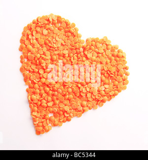 Les Lentilles Split orange en forme de coeur Banque D'Images