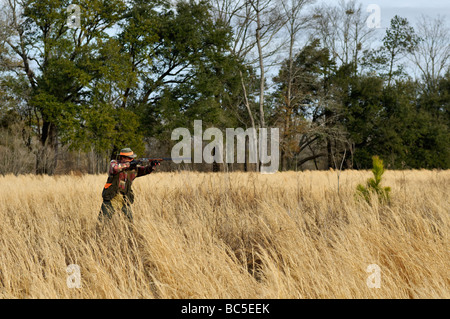 Fusil de tir Hunter au cours de Colins Hunt dans le Piney Woods de la Géorgie Banque D'Images