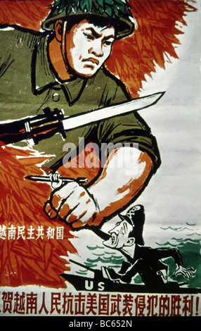 Géographie / voyages, Chine, politique, affiche de propagande pour l'Armée vietnamienne du Nord dans la lutte contre les Etats-Unis d'Amérique, début des années 1970, Banque D'Images