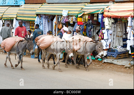 La place de marché d'Addis Abeba en Ethiopie sur la corne de l'Afrique Banque D'Images