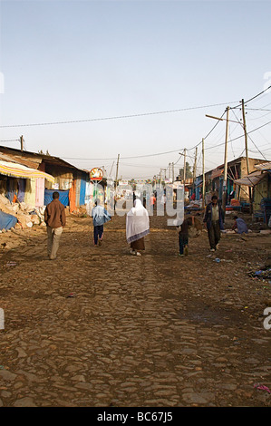 La place de marché d'Addis Abeba en Ethiopie sur la corne de l'Afrique Banque D'Images