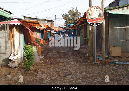 La place de marché d'Addis Abeba en Ethiopie sur la corne de l'Afrique Banque D'Images