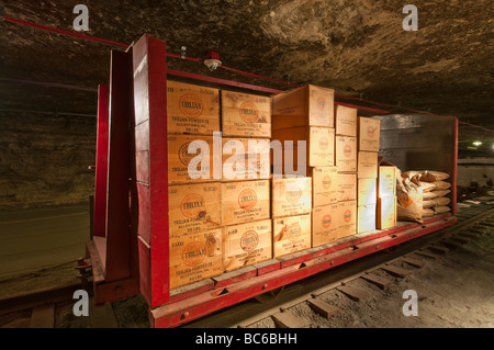 Voiture d'explosifs, Kansas Underground Salt Museum, Hutchinson, Kansas. Banque D'Images