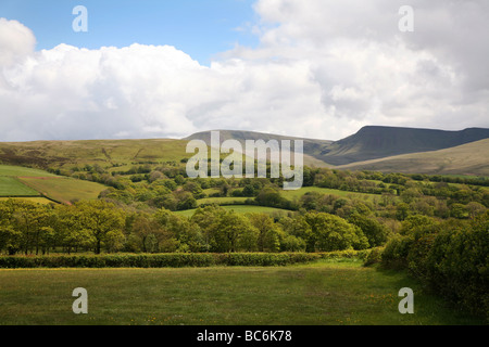 Vue sur la campagne environnante depuis le camping par le cochon rouge Inn à proximité de la Montagne Noire de la station d'alimentation Banque D'Images