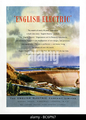 Couleur 1951 Publicité pour English Electric Power Company Banque D'Images